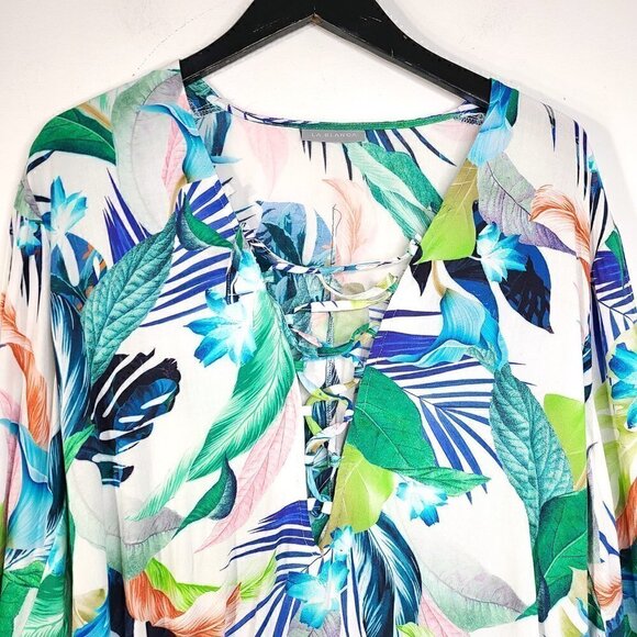 La Blanca In The Moment Floral Paradise Printed Tunic Beach Cover-Up - Picture 7 of 8